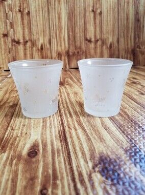 PartyLite Frosted Glass Snowflake Candle Holders Set Of Two Snowy Nights P7278